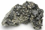 Gleaming, Striated Pyrite and Quartz on Sphalerite - Peru #233403-1